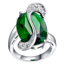 Luxury Brand Noble Big Emerald Turquoise Purple Ruby Dark Blue Rhinestone Colorful Simulated Diamond Rings Jewelry