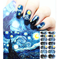 30 style Romantic Nail Wraps Stickers Van Gogh Starry Night Designs Waterproof Nail Arts Polish Gel