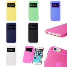 Wholesale Flip Leather Skin Hard Back View Window Mobile Phone Accessories Case for iPhone 6 Plus