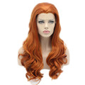 K07 Favourite 26 Wavy Blonde Red Mix Color Synthetic Lace Front Wigs Heat Resistant Heavy Density