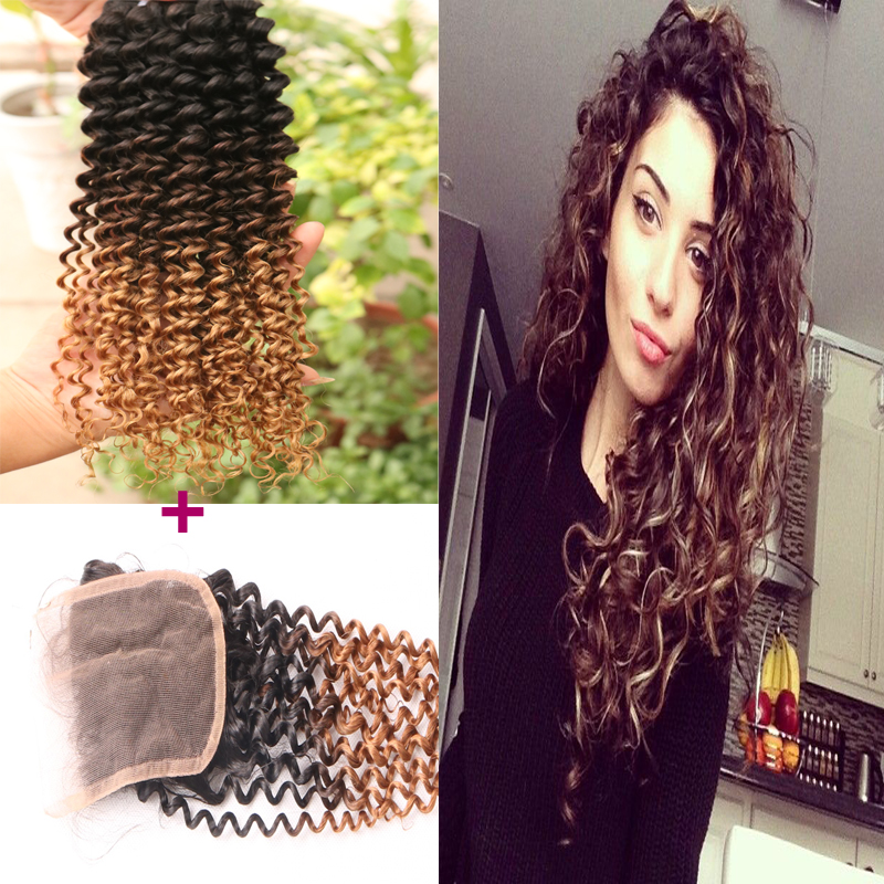 Peruvian Virgin Hair With Closure Kinky Curly Hair Bundles with Lace Closures 4
