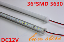 5pcs*50cm Factory Wholesale 50CM DC 12V 36 SMD 5630 LED Hard Rigid LED Strip Bar Light with U  Aluminium shell +pc cover