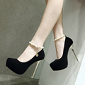 Sexy Woman Pumps 2017 Fashion Pearl Buckle High Heels Women Shoes Platform Pumps Shoes