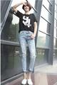 Occident vintage cowboy denim pants low waist holes ripped bleached ankle length women s jeans max