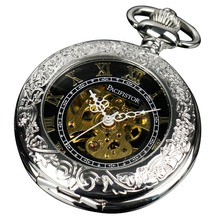 Pacifistor Mens Pocket Watches Vintage Reloj Bolsillo Necklace Watches Silver Gift Chain Pendant Fob Watch Mechanical