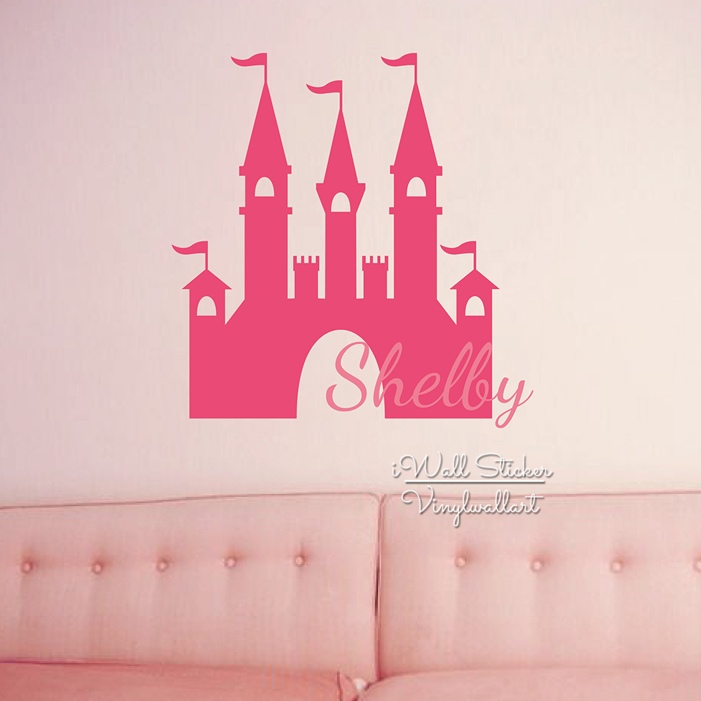 Castle Name Wall Sticker Baby Nursery Name Castle Wall Decal Children Name Wall Stickers Kids Room Cut Vinyl Sticker C18