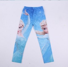 Cartoon Elsa Girls Leggings 2015 Cotton Snow Queen Baby Kids Leggings Autumn Girl Legging Children Trousers