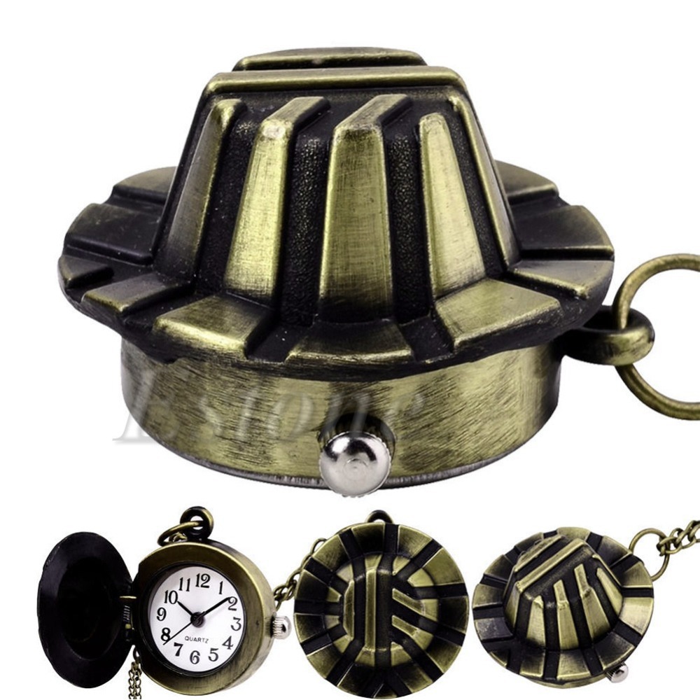 Free Shipping Antique Vintage Bronze Quartz Pendant Chain Necklace Hat Design Pocket Watch