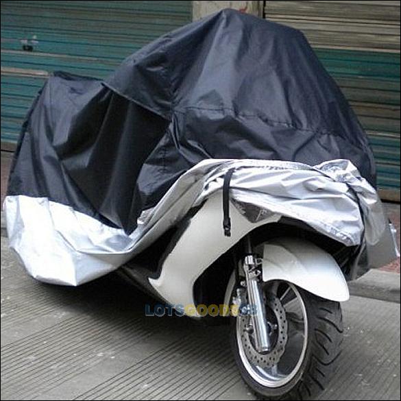 LS4G Black and Silver Waterproof Dust Rain Sun Prevent Bask Motorcycle Cover M