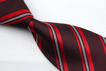 NT0169 Red Black Stripe Smooth Jacquard Woven Classic Elegant Silk Polyester Mans Business Wedding Luxury Tie