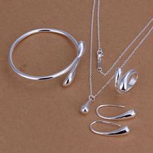 925 jewelry silver plated jewelry set, fashion jewelry set Droptear Ring Earrings Bracelet Necklace 925-sterling-silver S222