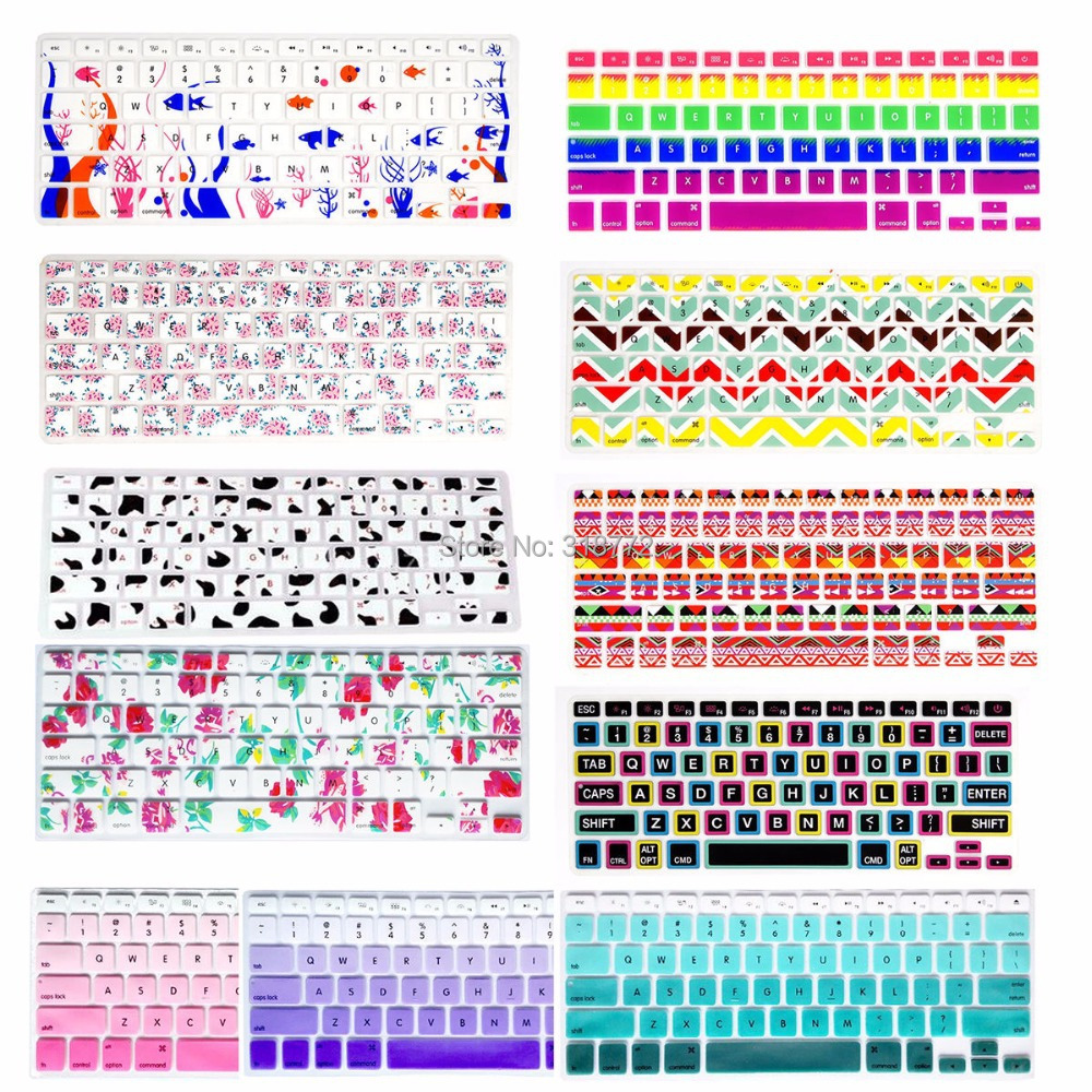 Silicone Flower Decal Rainbow Keyboard Cover Keypad Skin Protector For Apple Mac Macbook Pro 13 15