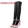 ENMAYDA New Fashion High Heels Women Boots High Quality Knee High Boots Black Shoes Boots for