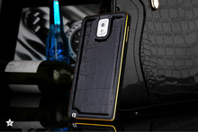 2015 Aluminum+ Crocodile Leather 5 colors Case For Samsung Note 4 N9100 Cell Phone Hard Case Cover Mobile Phone Accessories