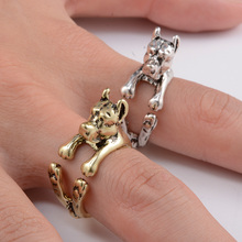 New Fashion Unisex Puppy Dog Rings Hot Sale Adjustable Great Dane Knuckles Finger Wrap Ring Animal Wedding Jewelry FA8029