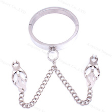 Stainless Steel Metal Male Slave Neck Collar With Nipple Clips For Couples Lovers Adult Sex Games Products Sex Toys