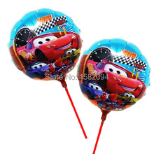 Hot 20 unids/lote badajo coches globos toy story 8.5 pulgadas coches ballon con palo para decoración de feliz cumpleaños dibujos animados balao