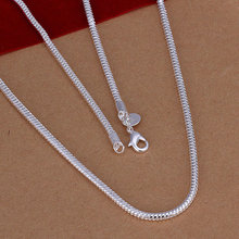 wholesale fashion jewelry 925 stamped silver plated jewelry necklace 3mm snake chain length 40 76cm men
