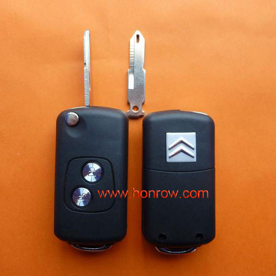 Citroen Citroen 2 button flip remote car keys blank with NE73-206 key blade