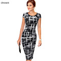 2016 New Summer Dress Trendy Scoop Collar Short Sleeve Printed Sheathy Women Dress Mid Sexy Bodycon