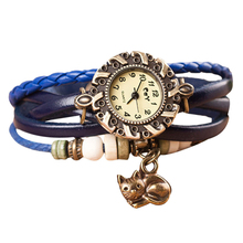 Excellent Quality 2015 New Fashion Hot Colorful Vintage women watches Weave Wrap Rivet Leather Bracelet wristwatches