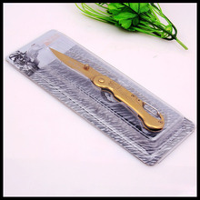 Alta calidad de oro exterior portátil multifunción supervivencia del cuchillo de caza cuchillo plegable cuchillo de hoja sable del cuchillo que acampa