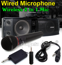 Free Shipping Metal Wired Wireless FM Transmitter Receiver Handheld Microphone Mic System For Computer Karaoke Singing Teaching