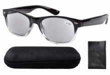 Spring Hinges 80 s Wayfarer Reading Glasses W Case Grey Lens Sun Readers R011 0 5
