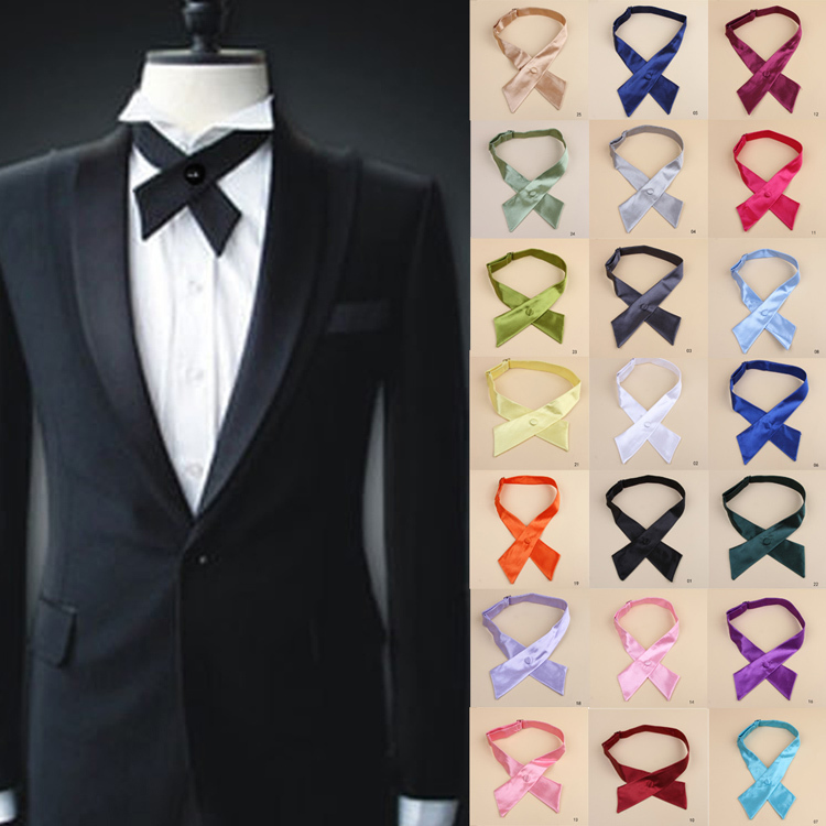 New Design Fashion Elegant Pure Color Unisex Cross Bow Ties For Men Drop Shipping Tie 024