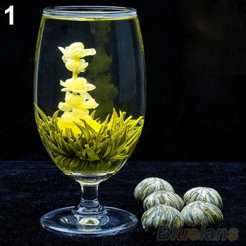 4 Balls Different Handmade Blooming Flower Green Tea Home Wedding Gift 1ON6 1ORU 4AYA