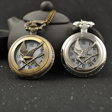 New Fashion Antique Bronze Steampunk Round Pocket Watch Necklace Relogio De Bolso Bird Quartz Analog