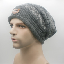 Hat Winter Men Knitting Wool Beannies Outdoor Sport Striped Skullies Khaki Black Navy Blue Warm Woolen Caps