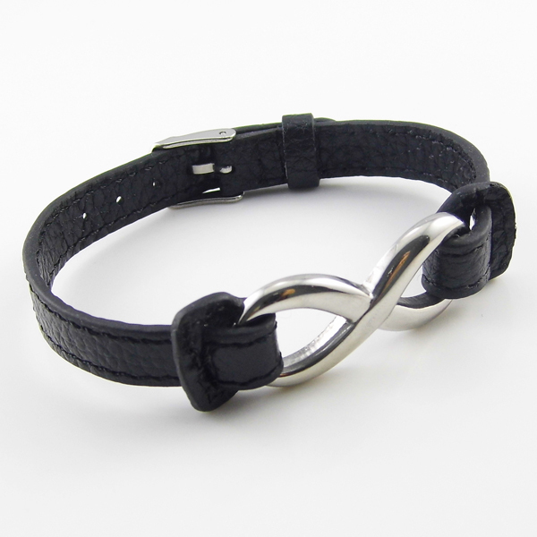 Fashion Jewelry Men And Women Infinity Bracelets 316L Stainless Steel Leather Bracelets Bangles Wholesale