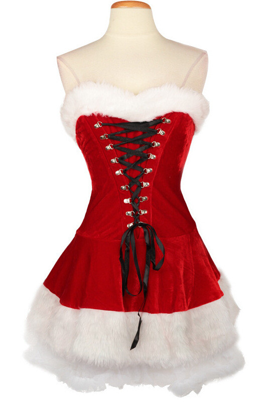 2020 New Adults Women Christmas Dress Sexy Velvet Christmas Costumes