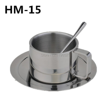 Three-piece fation stainless steel coffee cup set, stirring spoons, plates, mug drinkware tea cup 190 ml