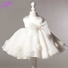 2016 New Summer Wedding Party Flowers Bow Dress For Girls Princess Baby Kids Dresses Girl Children Clothing Formal Baby Clothes