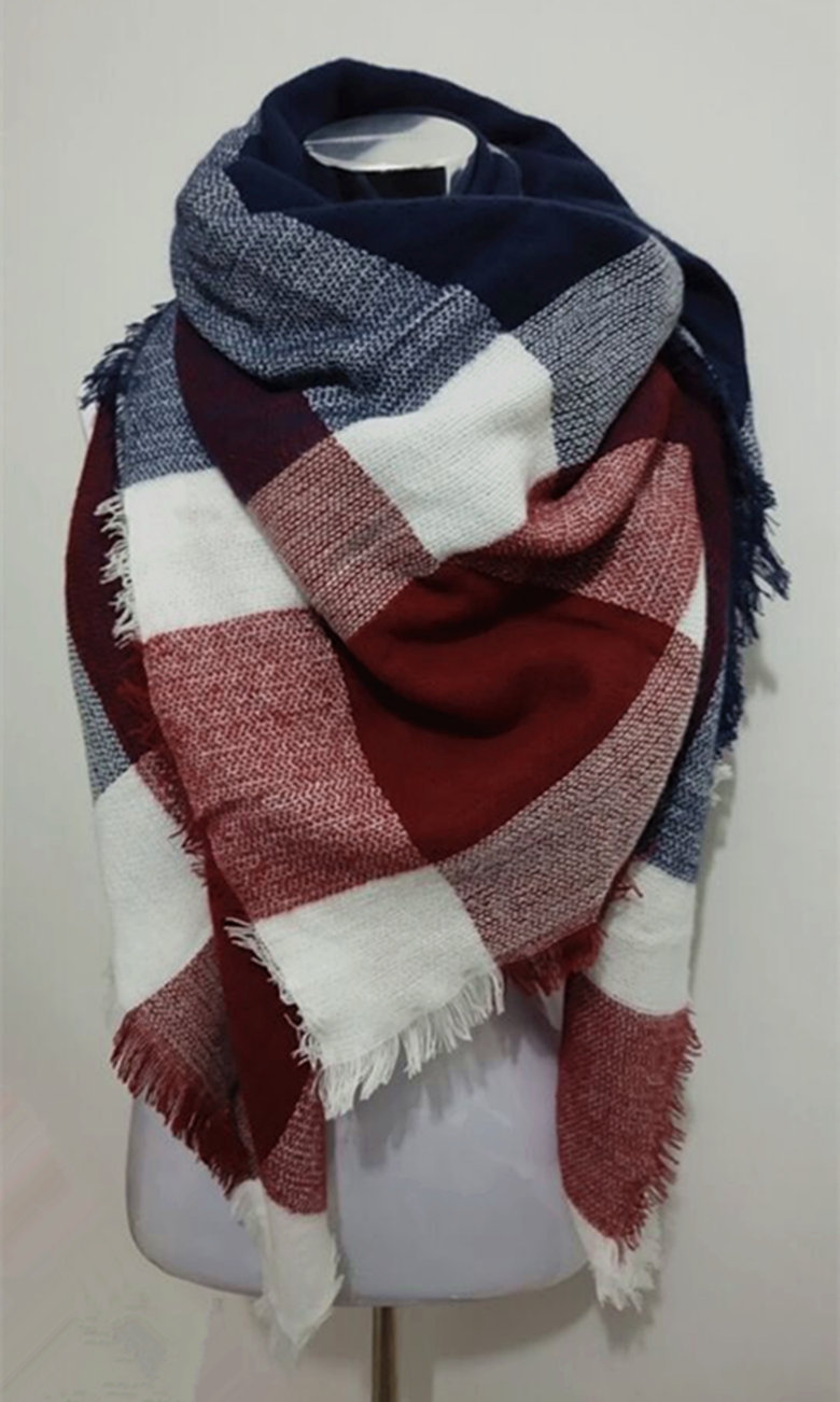 140x140cm Za winter acrylic cashmere tartan plaid scarf brand blanket shawl desigual pashmina wrap stole for Lady Women Girl