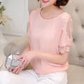 Women Blouse Summer Style New Fashion Tops Lace Elegant Plus Size Loose Shirt Casual Sexy Bottoming