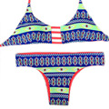 2016 New Arrvial Bandage Swimsuit Summer Beach Suit Double sided Printing Swimwear Sexy High Neck Bikini