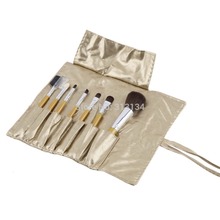 1set 7PCS Pro Cosmetic Brushes Makeup Brush Set Kit with Faux Leather Case New