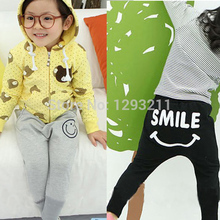 Kids Pants Smile Pattern Casual Harem Pants Baby Cotton Trousers 1 6Y