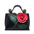 Alice Rose New Classic Leather Brand Handbag With Flowers China Folk Style Lady Shoulder bag Handbags