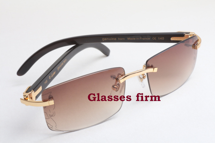 Фотография Wholesale men rimless sunglasses, black  buffalo horn sunglasses 3524012. Size: 54-18-140mm