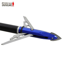 3pcs lot Outdoor Archery Sports 2 Blade 100 Grain Arrowhead Military Hunting Steel Arrow Tip Broadheads