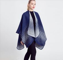 2015 New fashion thick tartan plaid cashmere poncho blanket scarf for women winter warm shawl wraps pashmina hot sale