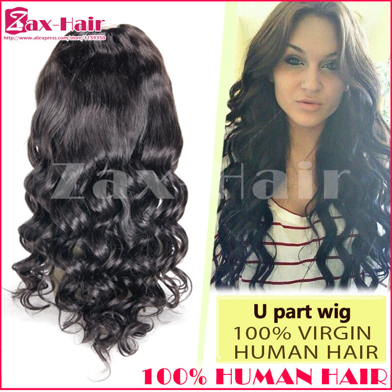 U part wig cap hot sale is_customized Middle/ left/ right 100% human hair wavy u part wig 130 150 180 density for black women 6A
