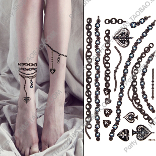 arm tattoo jewelry chain necklace tattoos freeshipping temporary waterproof leg sticker decoration sleeve heart accessories