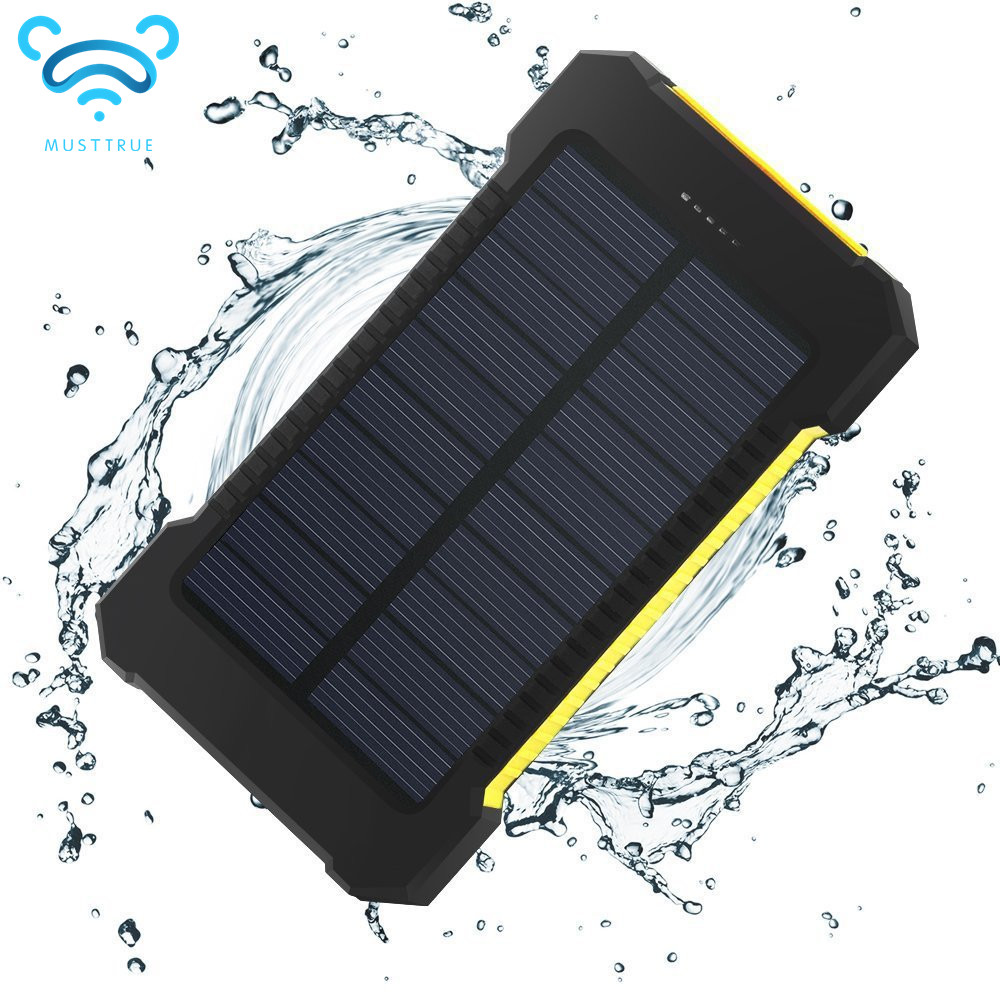 MUSTTRUE 10000mah Power bank&Solar panel Charger waterproof Backup Bateria Externa Portable Charger Powerbank FOR mobile phone MUSTTRUE 10000mah Power bank&Solar panel Charger waterproof Backup Bateria Externa Portable Charger Powerbank FOR mobile phone