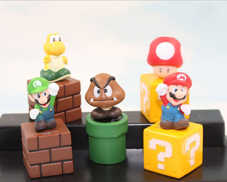 5pcs//set 5cm New Super Mario Bros figures bundle Blocks figures Mario