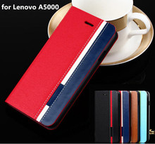 Business & Fashion TOP Quality Stand Flip Leather case for Lenovo A5000 Mobile Phone Case Cover Mixed Color Luxury